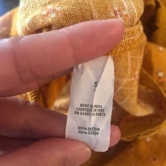 Aerie Golden Yellow Floral Embroidered Tie Strap Romper - Small - Picture 6 of 7